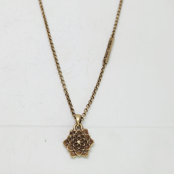 Lucky Brand Jewelry - Lucky Brand Dainty Lotus Flower Gold Tone "Healing" Adjustable Necklace Floral